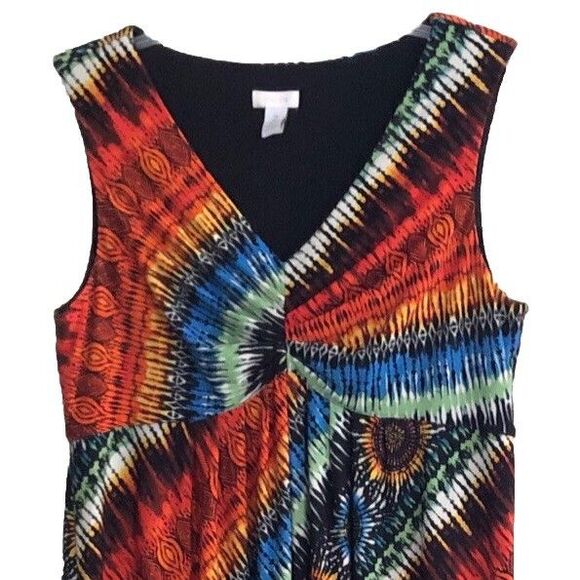 Chicos Sunflower Maxi Dress Womens 2 Large Sleeveless Empire Waist Boho Artsy - Picture 2 of 12